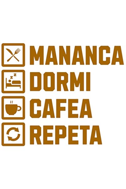 OEM Autocolant amuzant „Mănâncă, dormi, cafea, repetă rutina zilnică”, bordur...