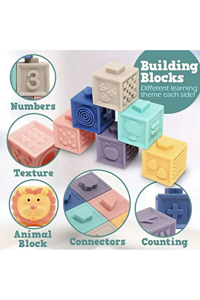 Krista Set of 6 interlinkable textured silicone cubes for babies