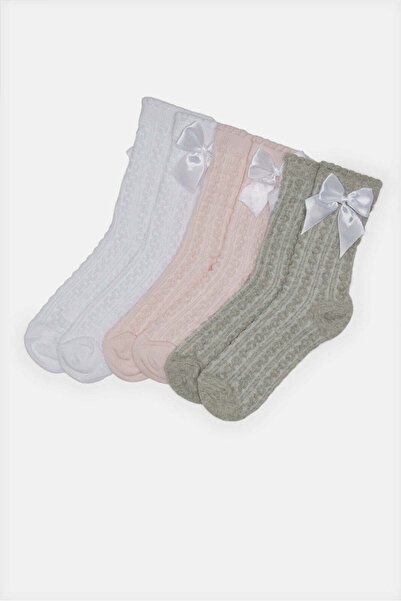 REDTAG Girls Assorted Knit Ankle Length Socks (3 Pairs)