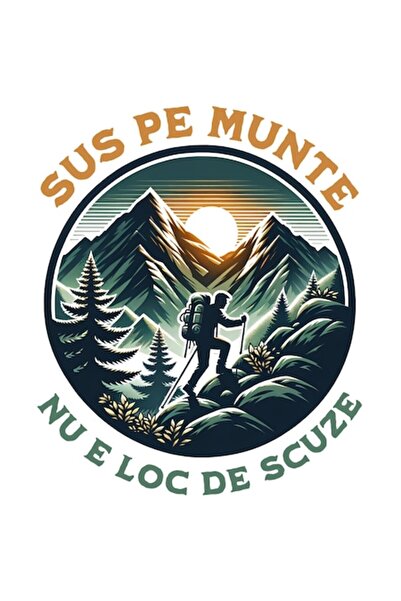 OEM Autocolant - Bărbat pe munte „Nu există scuze” cu bordură albă, vinil PVC...