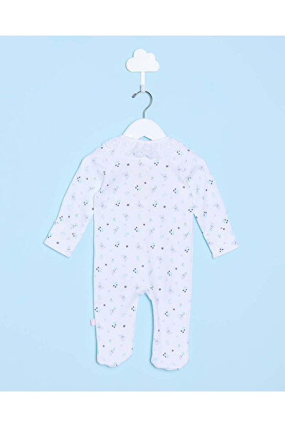 REDTAG Baby White Print Newborn Sleepsuit