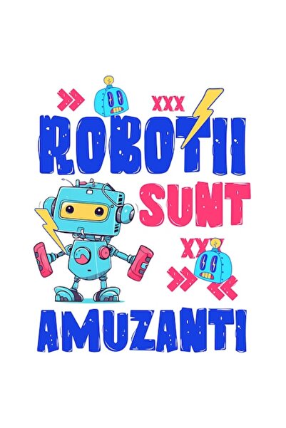 OEM Autocolant cu robot metalic colorat - „Roboții sunt amuzanți” din PVC, vi...