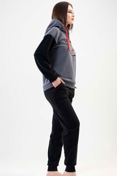 VİENETTA Women's Winter Fleece Zippered Homewear Pajama Set