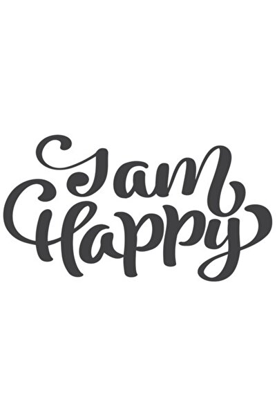 OEM Autocolant motivațional „Sunt fericit” – Vinil PVC, Negru cu margini albe...