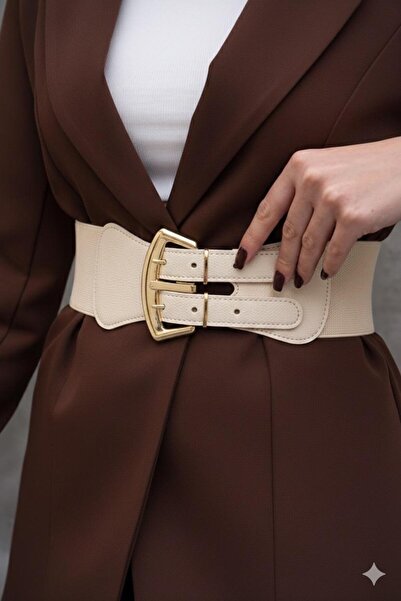 Desre Moda Gold Buckle Elastic Belt Dress Belt Shirt Belt Coat Belt Body Belt