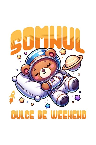OEM Autocolant ursuleț de pluș maro cu textul „Somnul Dulce De Weekend”, stel...