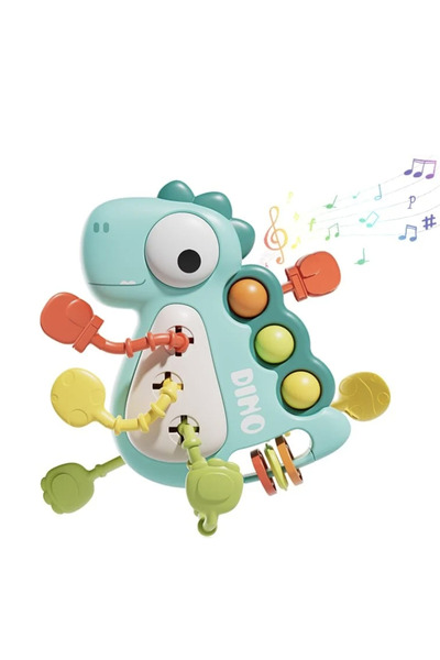 Krista Jucărie senzorială și de dentiție 5 în 1 pentru bebeluși, Dinozaur