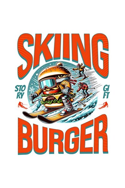 OEM Стикер за двоен гигантски бургер „Ски бургер“ с очила, бели кантове, PVC ...