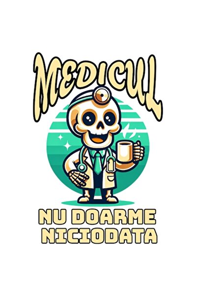 OEM Autocolant cu scheleți fericiți și cană de cafea – Text amuzant „Doctorul...