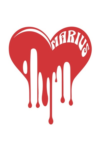 OEM Autocolant inimă care picură cu numele Marius — Ziua Îndrăgostiților, Dra...