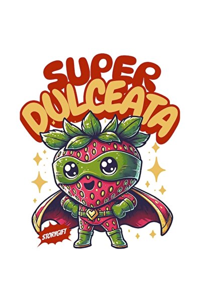 OEM Autocolant supererou căpșuni cu pelerină roșie, text „Super Jam”, margini...