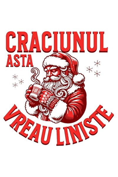 OEM Autocolant Moș Crăciun cu cană fierbinte – „Crăciunul acesta vreau pace”,...