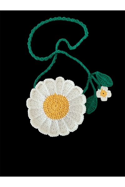 EL ÖRGÜSÜ SANATI Papatya Motifli Çocuk Omuz çantası