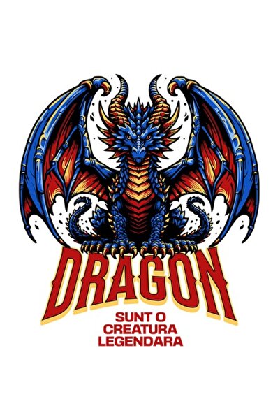 OEM Autocolant Dragon Albastru, Stil Desen Animat/Joc, „Sunt o Creatură Legen...