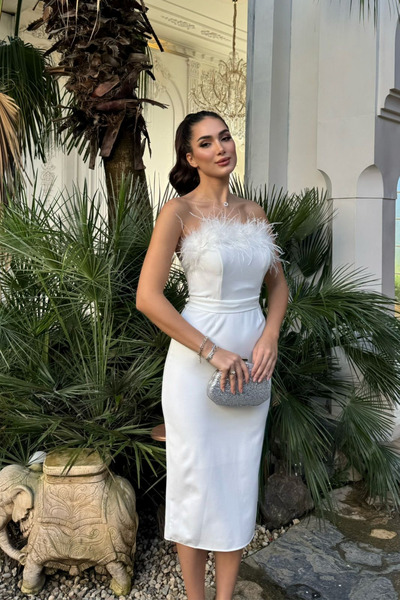 Sindimoda Efsun Straplez Otriş Detay Midi Elbise 9309