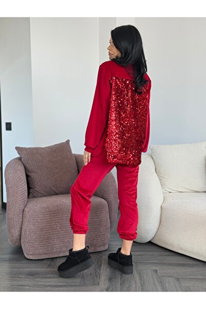 RAMONA BADESCU EXCLUSIVE Velvet tracksuit with sequin details and cuffed trousers