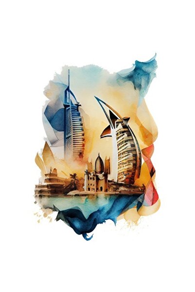 OEM Autocolant – Pictură cu vedere la Dubai, apă strălucitoare, clădiri înalt...