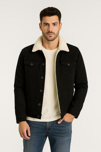 FABİO CASSANİ Ανδρικό τζιν μπουφάν με γούνα Zbd εφαρμοστό - 7432