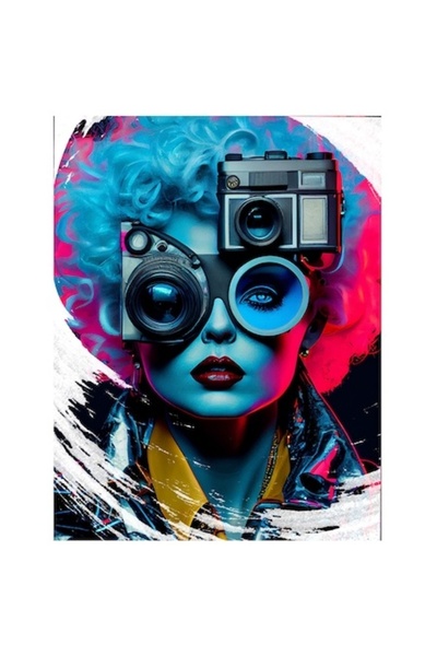 OEM Autocolant portret „Regina carnavalului” cu ochelari vintage pentru camer...