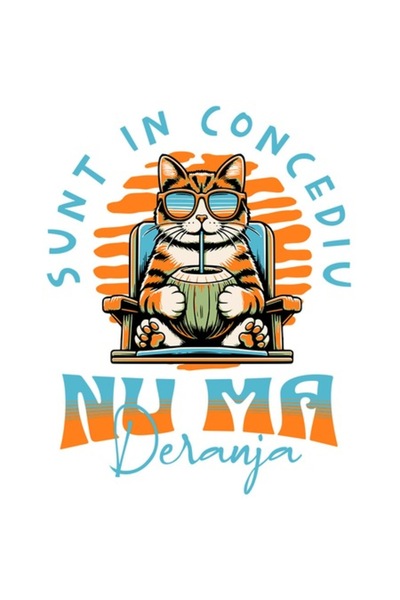 OEM Autocolant pisică pe șezlong cu nucă de cocos, „Nu deranjați, sunt în vac...