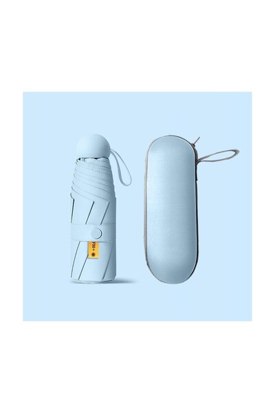 ELEVEN MARKETS 6 Telli Mini Cepboy Kapsullü Şemsiye -Açık Mavi