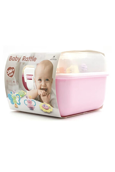 Krista Box with set of 8 soft silicone teething toys for babies, pink