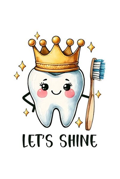 OEM Autocolant stomatologic „Let's shine” — ilustrație periuță de dinți, bord...