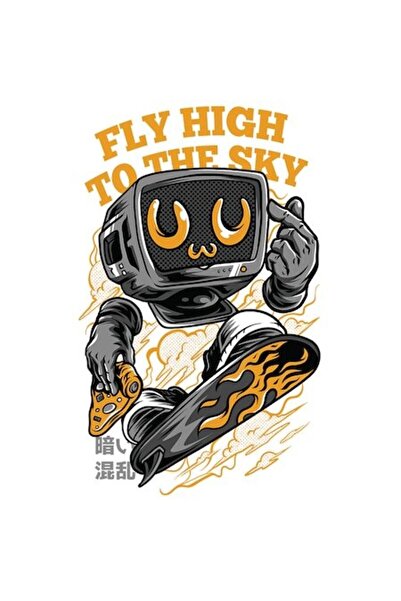 OEM Autocolant din vinil PVC – Monitor cu controler de joc pe skateboard, „Zb...