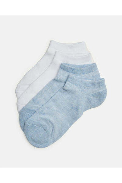 REDTAG Senior Girls White And Blue Ankle Length Socks Set (2 Pairs)