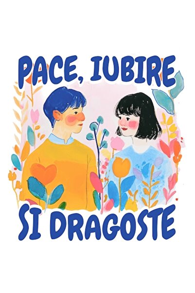 OEM Autocolant cuplu - Pictură artistică în stil „Pace, Iubire” Ziua Îndrăgos...