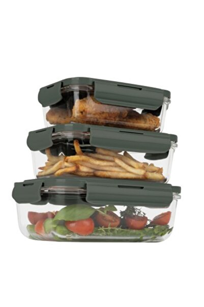 Berlinger Haus Set of 3 food containers with lids, BH 8791, Matte Green Collection -