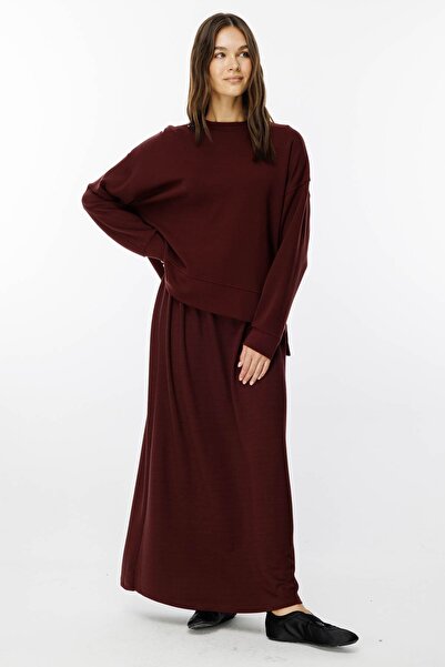 Hooopstore Elastic Waist Cotton Textured Cherry Skirt