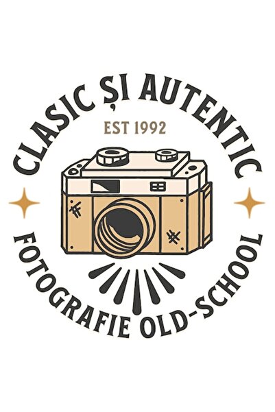OEM Autocolant aparat foto vintage - Fotografie de modă veche cu margini albe...
