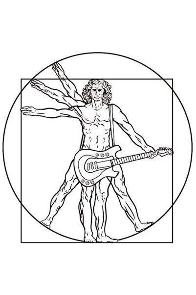 OEM Autocolant „Teoria omului” — Bărbat cântând la chitară electrică, alb-neg...