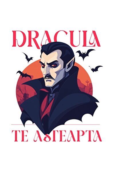 OEM Sticker - Dracula portrait with cloak, text 'Dracula Awaits You Vlad Țepe...
