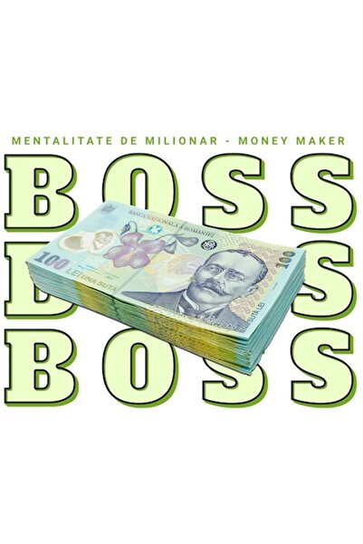 OEM Autocolant – Teanc de bancnote de 100 de lei, text „Șeful”, mentalitate d...