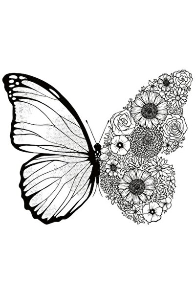 OEM Εξατομικευμένο αυτοκόλλητο πεταλούδας, λουλούδια, με λευκό περίγραμμα, βι...