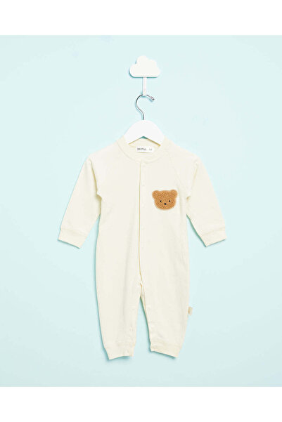REDTAG Baby White Bear Embellishment Sleepsuit