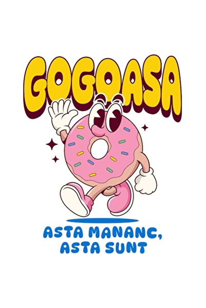 OEM Autocolant gogoașă glazurată roz, mână care face semn cu mâna, text amuza...