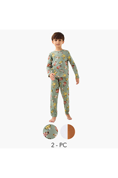 Disney Lion King Print Long Sleeve T-shirt and Elasticated Pyjama - Set of 2
