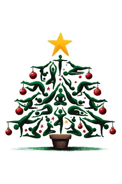 OEM Autocolant - Brad de Crăciun format din omuleți verzi în poziții de yoga,...