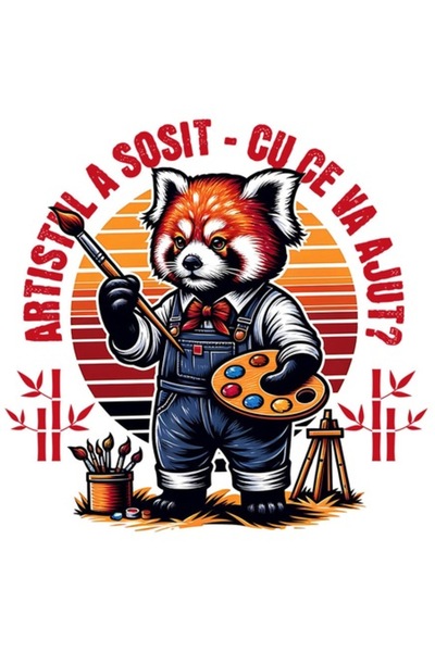 OEM Autocolant Fox Artist - Ilustrație cu pensulă „Artistul a sosit, cum pot ...