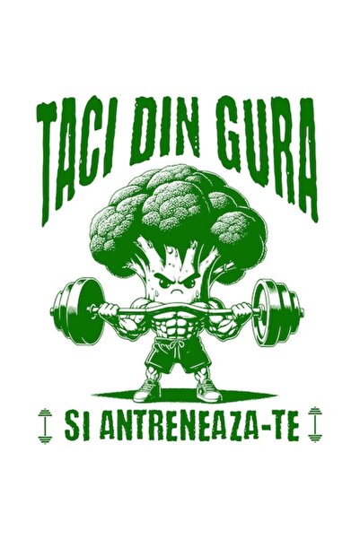 OEM Стикер за фитнес с броколи - Мотивационен за вдигане на тежести „Млъкни и...