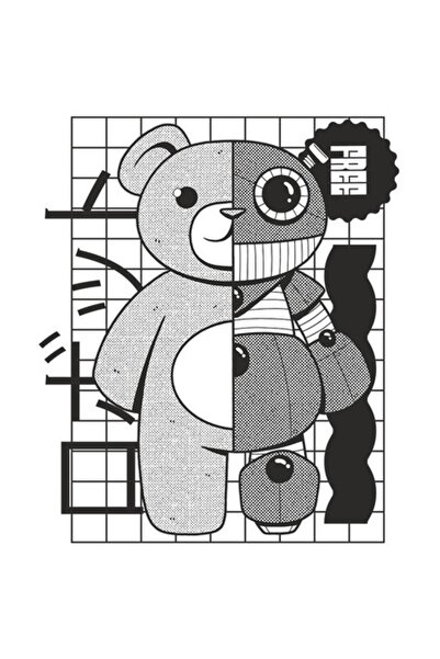 OEM Autocolant personalizat ursuleț de pluș, ursuleț robot, Cyberpunk, cu mar...