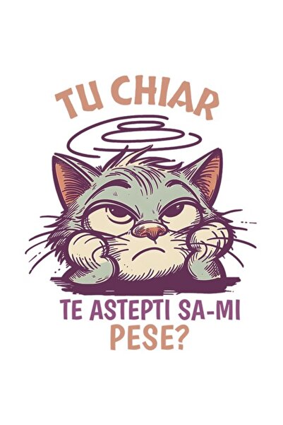 OEM Αυτοκόλλητο με βαριεστημένη και κακοδιάθετη γάτα — Αστείο κείμενο «Πραγμα...