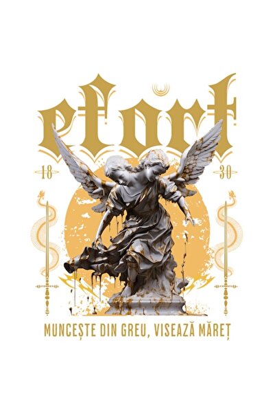 OEM Autocolant — Statuie cu două capete și aripi, „Muncește din greu, visează...