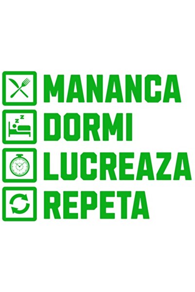 OEM Autocolant amuzant „Mănâncă, dormi, muncește, repetă” cu rutină zilnică, ...