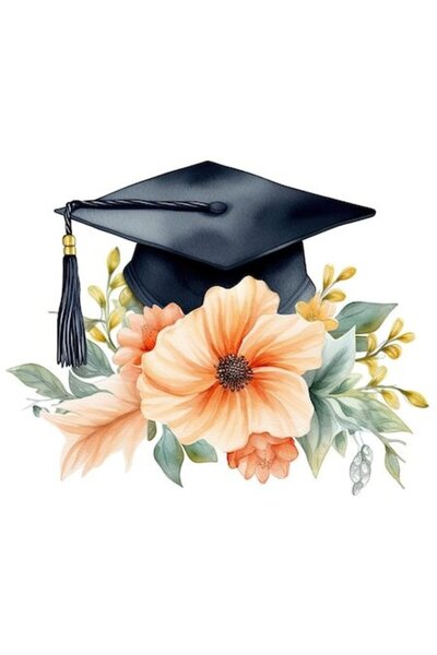 OEM Autocolant din vinil PVC cu șapcă de absolvire și bordură albă, 10 cm