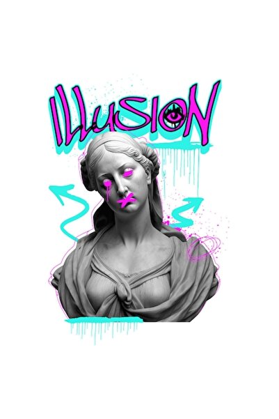 OEM Autocolant statuie greacă, stil graffiti, iluzie urbană, bordură albă, vi...