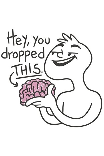 OEM Autocolant „Hei, arunci asta” - Bărbat ținând un creier, vinil PVC, 15 cm